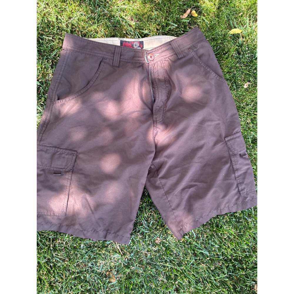 Burnside Mens Brown Cargo Shorts Size 34 Casual Outdoor Utility Pockets
